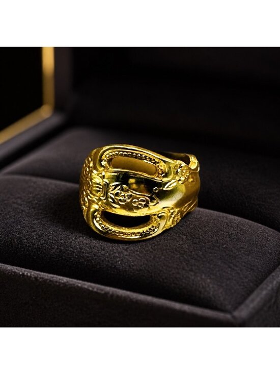 Artisan Crafted Jewelry - King Arthur’s Gold Electroplated Artisan Spoon Ring